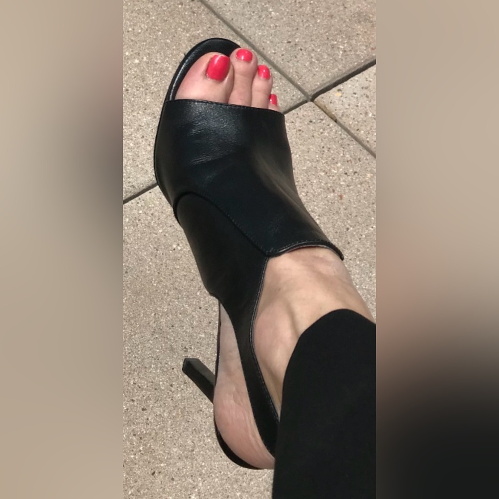 Charles By Charles David Black Open-Toe Slingback Heels